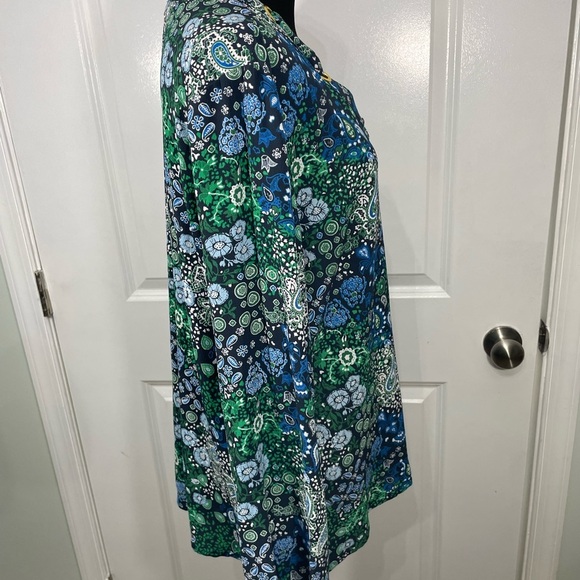 Michael Michael Kors Paisley V-Neck Blouse - Blue and Green CB-70 - Picture 5 of 8